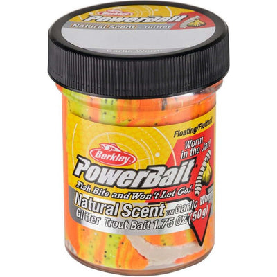 Photo of Berkley PowerBait Natural Glitter Trout Bait (Garlic and Worm) for sale at United Tackle Shops.